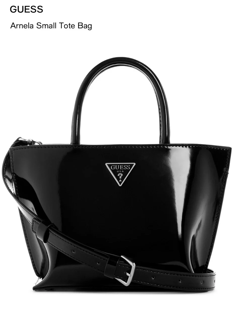 GUESS Arnela Patent Tote in Black